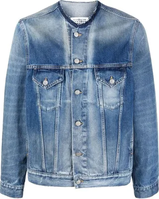 Round-Neck Detail Denim Jacket