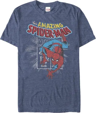 Men's Marvel Spider-Man Comic Book Cent T-Shirt - Navy Blue Heather - X Large