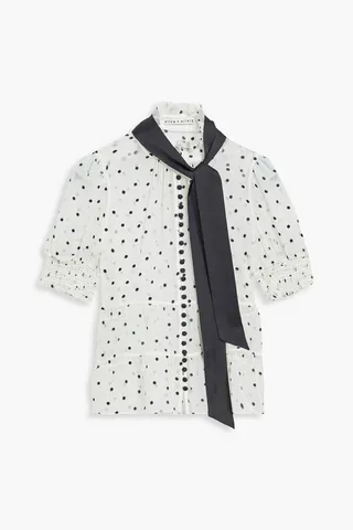 Vicky smocked fil coupé silk-blend blouse