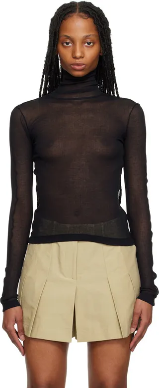Helmut Lang Black Sheer Turtleneck