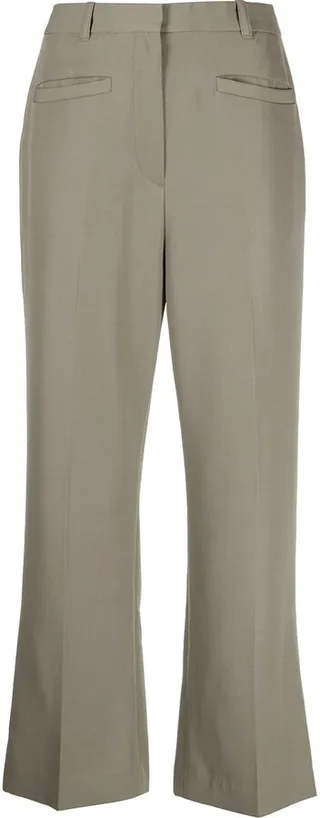 Flared Cropped Wool Trousers