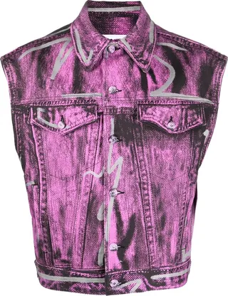 Shadows & Squiggles Stretch Bull Denim Gilet jacket
