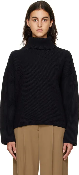 Joseph Black Cotton Turtleneck