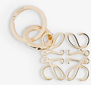 Womens Gold Anagram Logo-engraved Brass Keyring