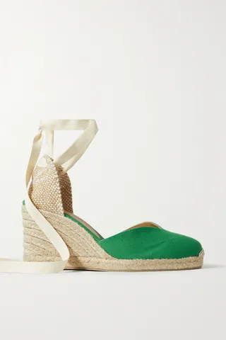 Castañer - + Net Sustain Chiara 80 Canvas Wedge Espadrilles - Green