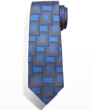 Men's Overlapping Squares Silk Tie
