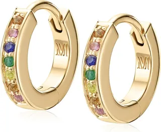 Skinny Gemstone Huggie Hoop Earrings