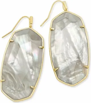 Faceted Danielle Gold Statement Earrings in Gray Illusion