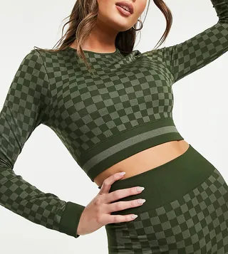 South Beach seamless long sleeve top in geo print