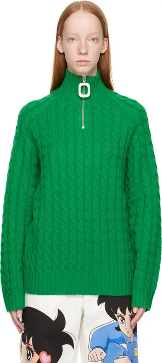 JW Anderson Green Henley Turtleneck