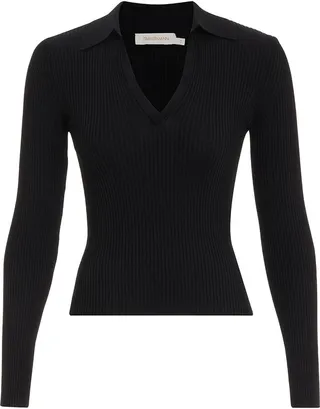 V Neck Long Sleeve Polo Top