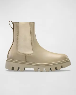 Leather Lug-Sole Chelsea Booties