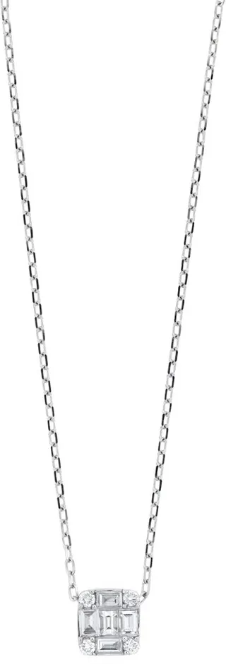 Gatsby Square Diamond Pendant Necklace