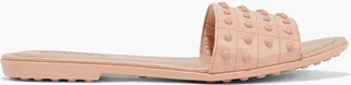 Gommino studded quilted patent-leather slides