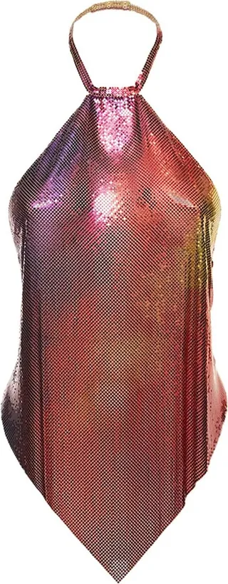 Mini mesh multicolor halter neck top