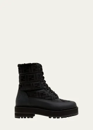 Signature FF Lace-Up Snow Booties