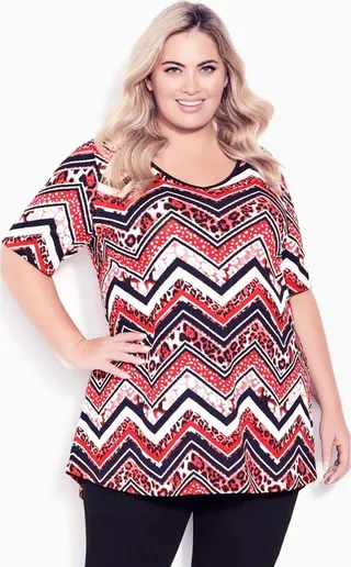 AVENUE | Women's Plus Size Sammy Hi Lo Tunic - watermelon - 20W