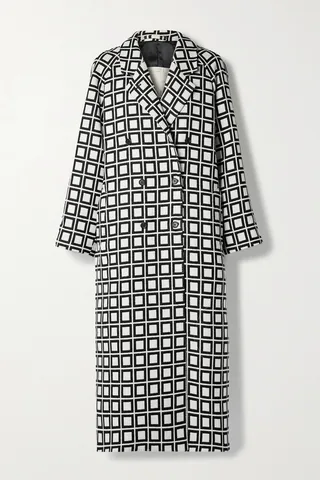 Giuliva Heritage - The Mona Double-breasted Jacquard-knit Wool-blend Coat - Black