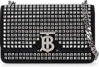 Mini TB elongated leather & crystal bag