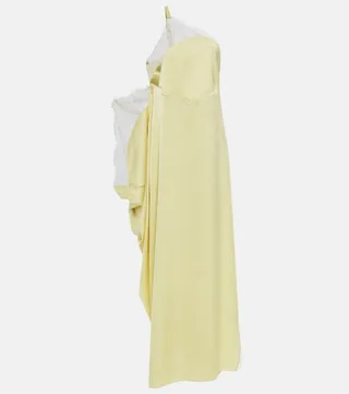 Lace-trimmed satin maxi dress