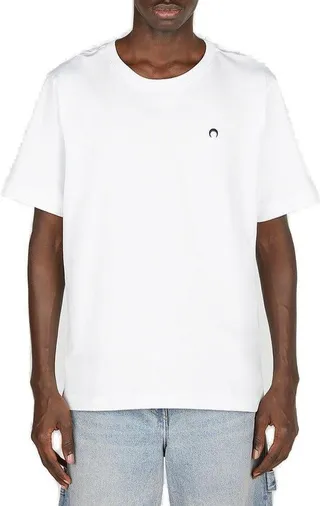 Marine Serre Logo-Embroidered Crewneck T-Shirt