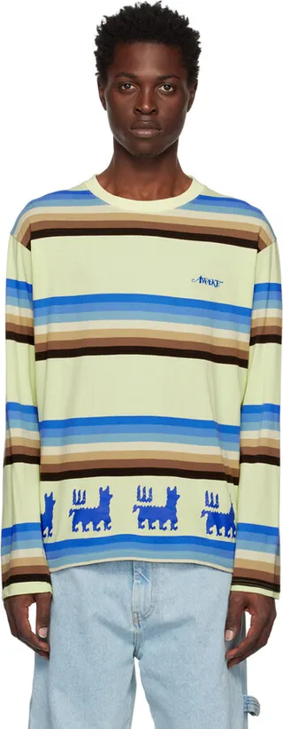 Awake NY Yellow Striped Long Sleeve T-Shirt