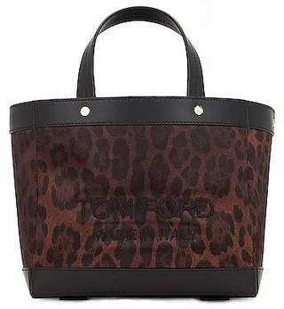 TOM FORD T Screw Mini East West Shopping Bag in Brown