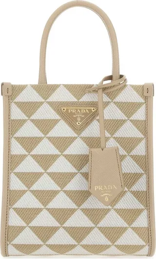Prada Logo Detailed Monogram Tote Bag