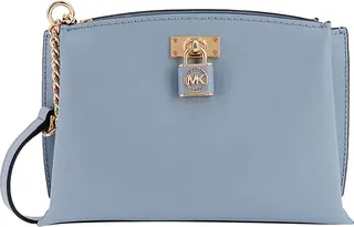 Saffian leather shoulder bag with iconic detail on the front