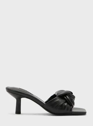 Faux Leather Front Knot Heel Sandals