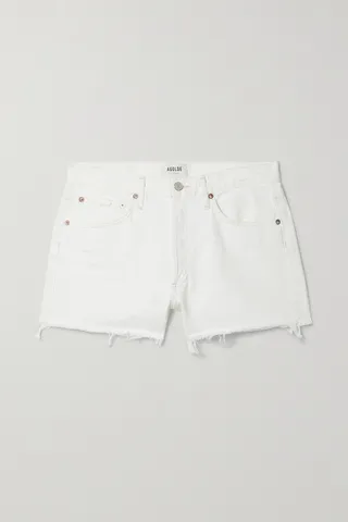 AGOLDE - Parker Distressed Denim Shorts - White