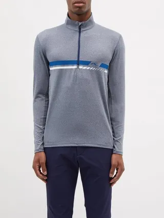 Striped Half-zip Mid-layer Jersey Top