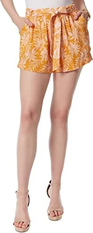 Jessica Simpson Womens Ellown Printed Belted Casual Shorts Orange L