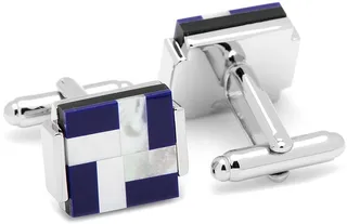 Mother of Pearl and Lapis Blue Windmill Square Cufflinks