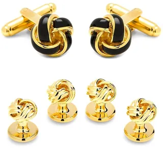3-Piece Ox And Bull Trading Co. Black And Gold Knot Stud Set