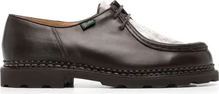 Fur-Panel Lace-Up Loafers