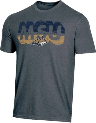 NCAA Montana State Bobcats Men's Charcoal Heather Distressed T-Shirt - L
