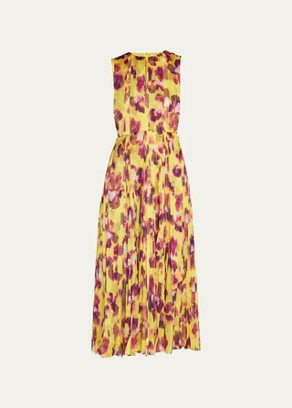 Floral-Print Pleated Midi Dress