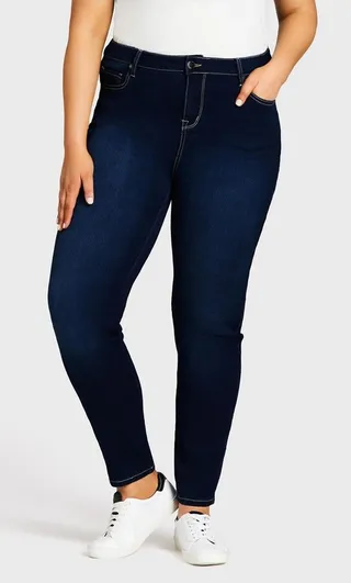 AVENUE | Women's Plus Size Butter Denim Skinny Jean Dark Wash - tall length - 22W