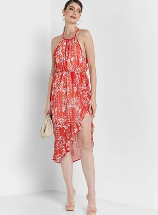 Printed Halter Neck Dress