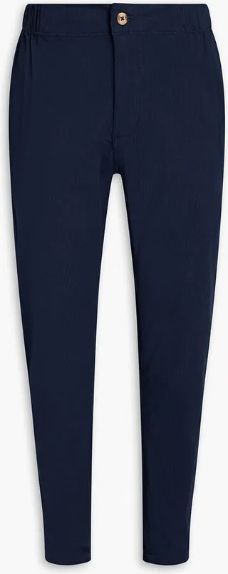 Tapered cotton-blend seersucker pants