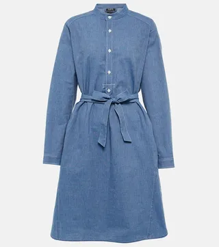 Olivia striped cotton chambray minidress
