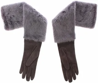 Dolce & Gabbana Mink Fur Lambskin Suede Leather Women's Gloves