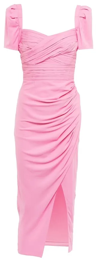 Gathered crepe midi dress
