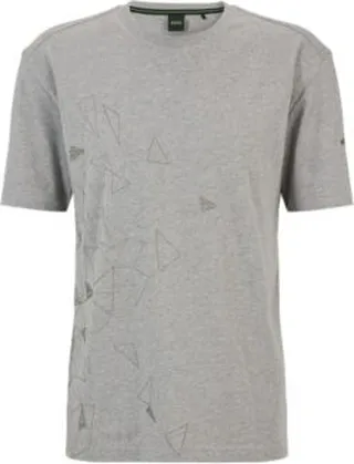 Cotton-jersey T-shirt with metallic-effect curved logo
