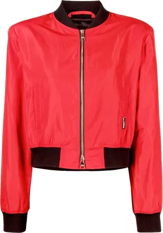 Two-Tone Cropped Bomber Jacket