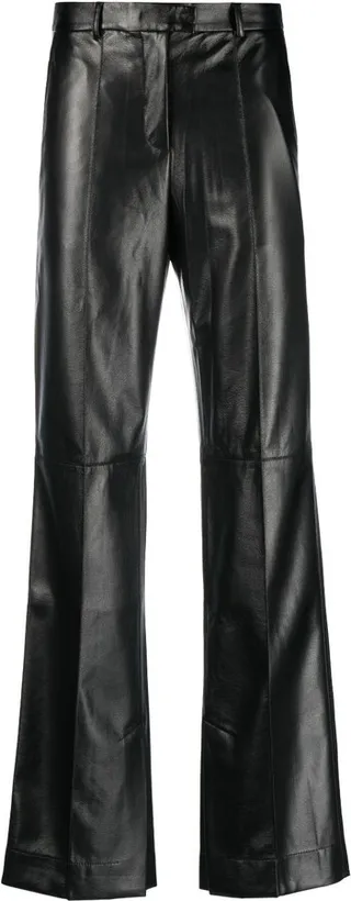 Black High-Waist Straight-Leg Trousers