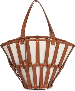 Beatrix Panier Cut Out In Canvas And Vegetable-tanned Leather