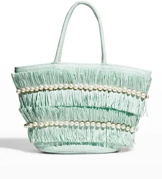 Skylar Straw Pearly Tote Bag