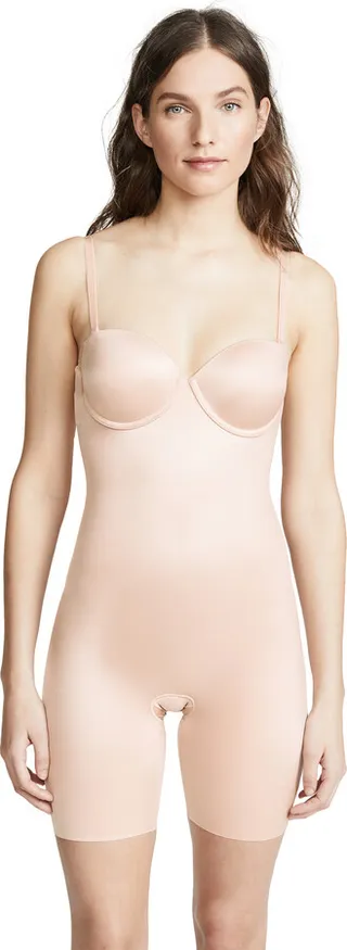 SPANX Suit Your Fancy Strapless Cupped Mid-Thigh Bodysuit